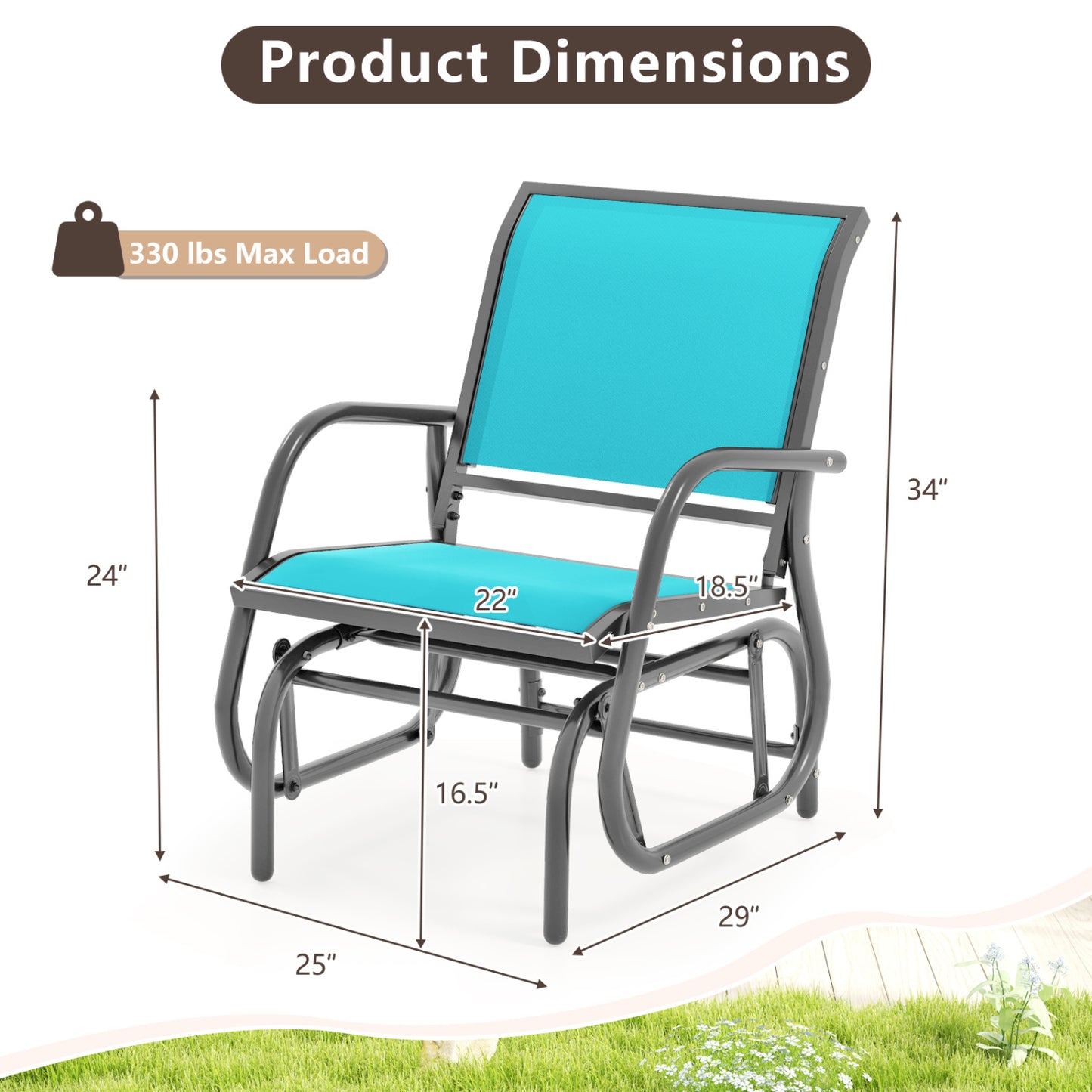 Outdoor Swing Glider Rocking Chair with Armrests