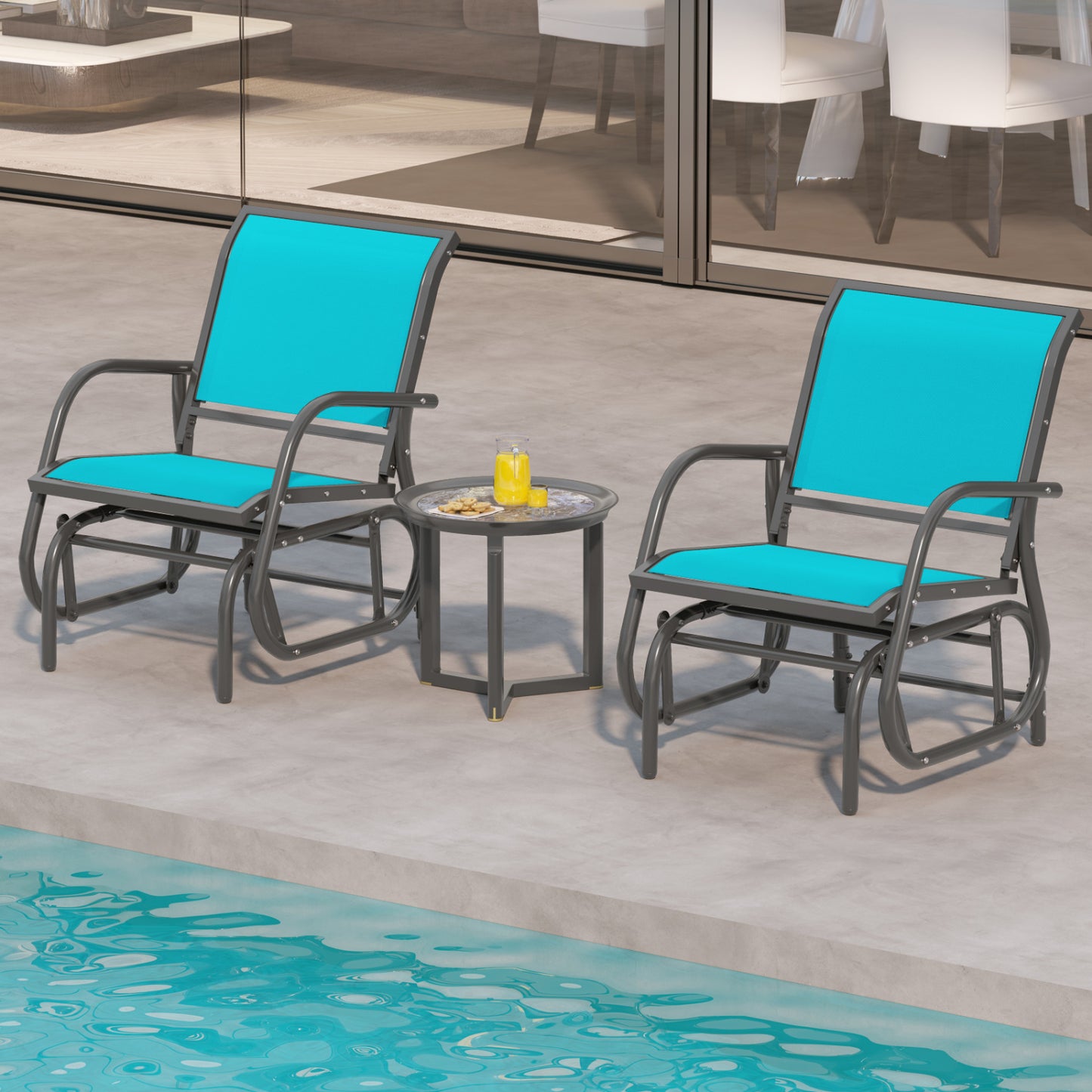 Outdoor Swing Glider Rocking Chair with Armrests