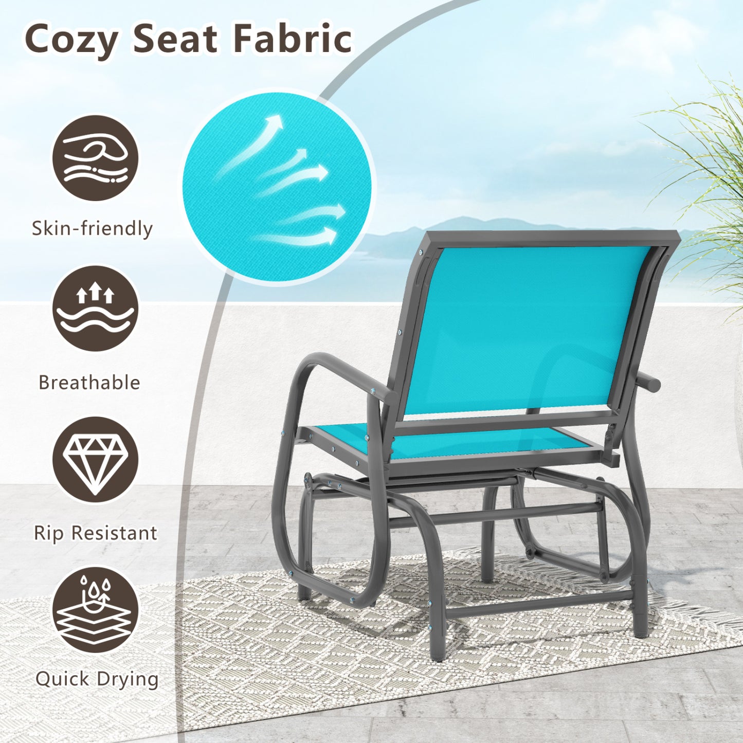 Outdoor Swing Glider Rocking Chair with Armrests
