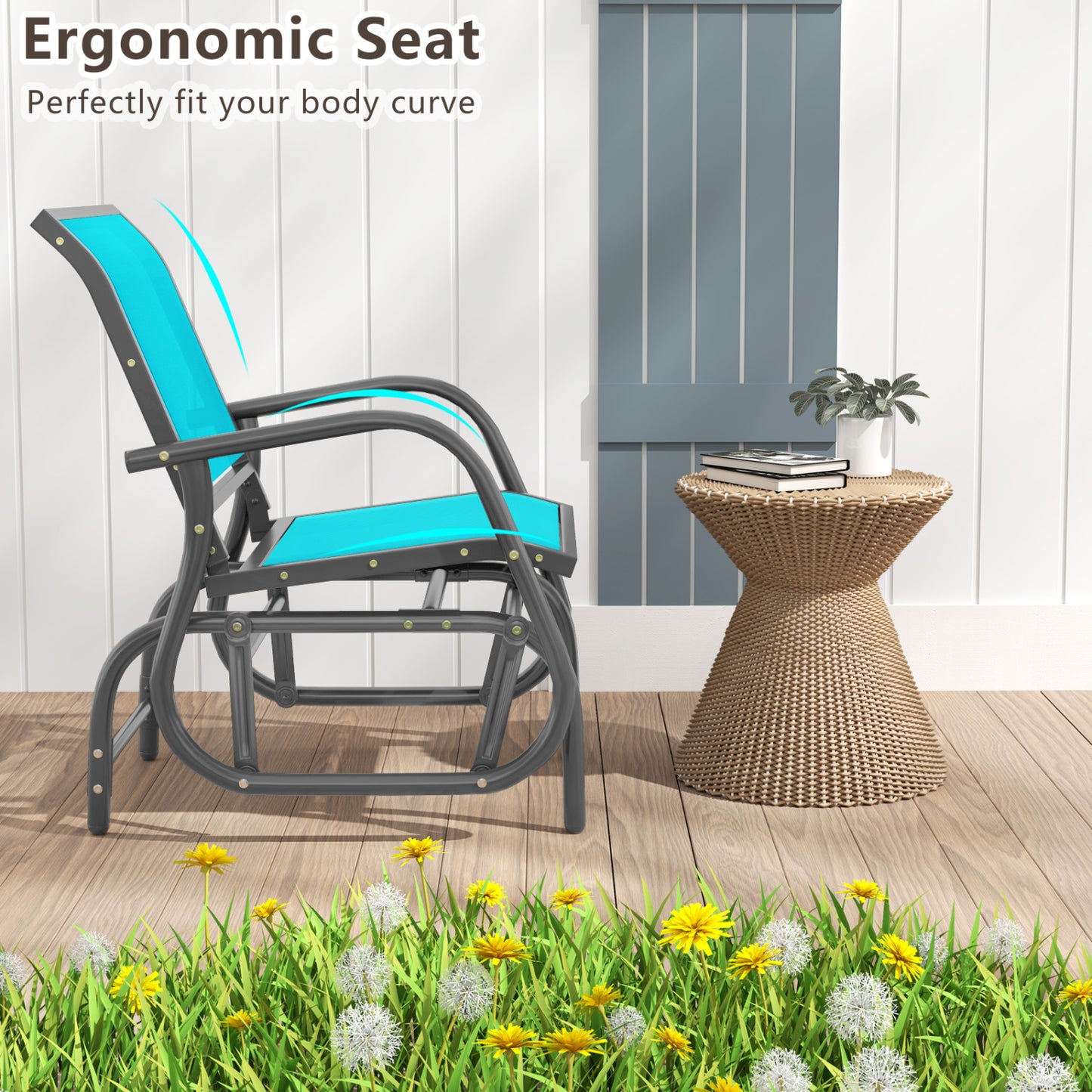 Outdoor Swing Glider Rocking Chair with Armrests