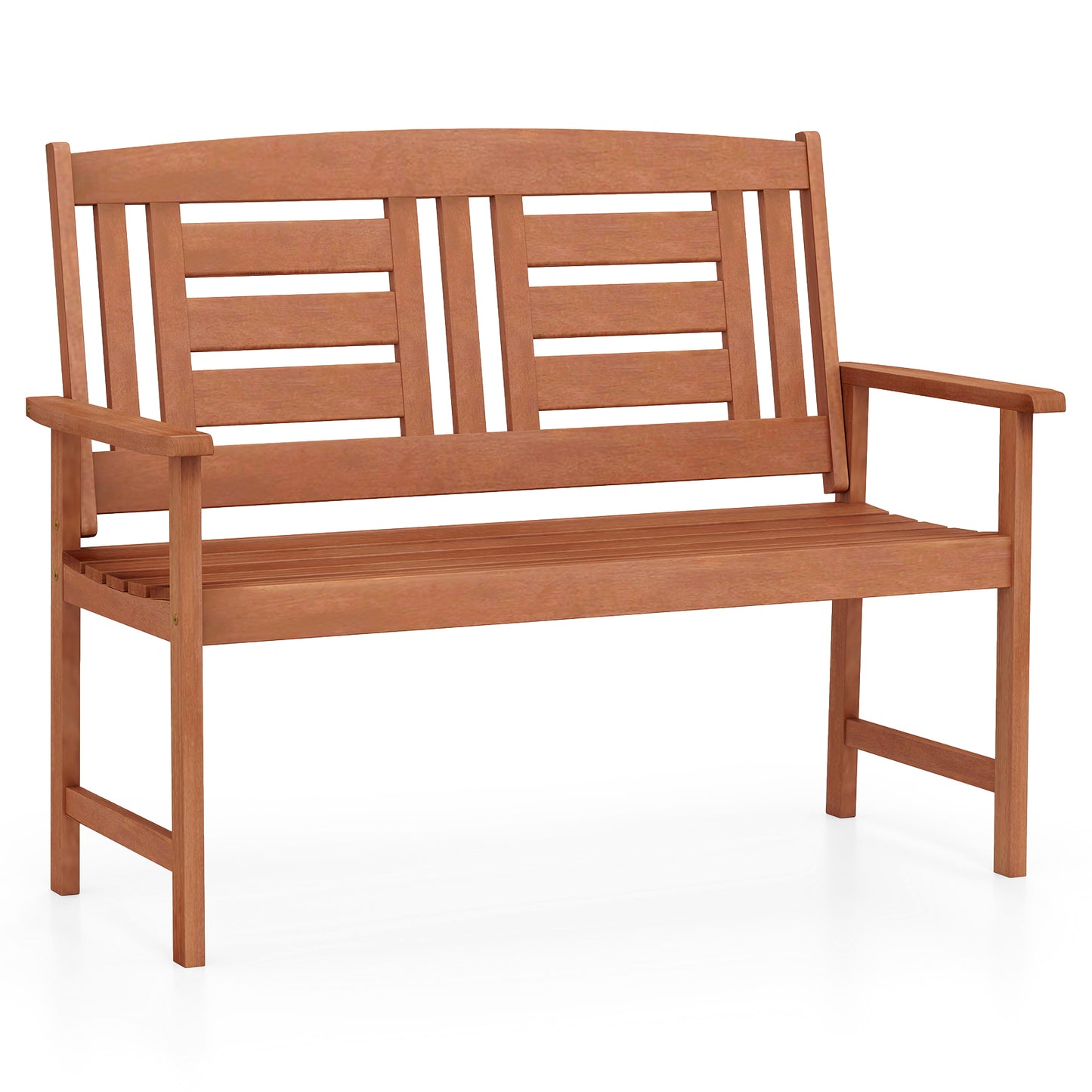 Solid Wood Loveseat Bench with Inclined Backrest