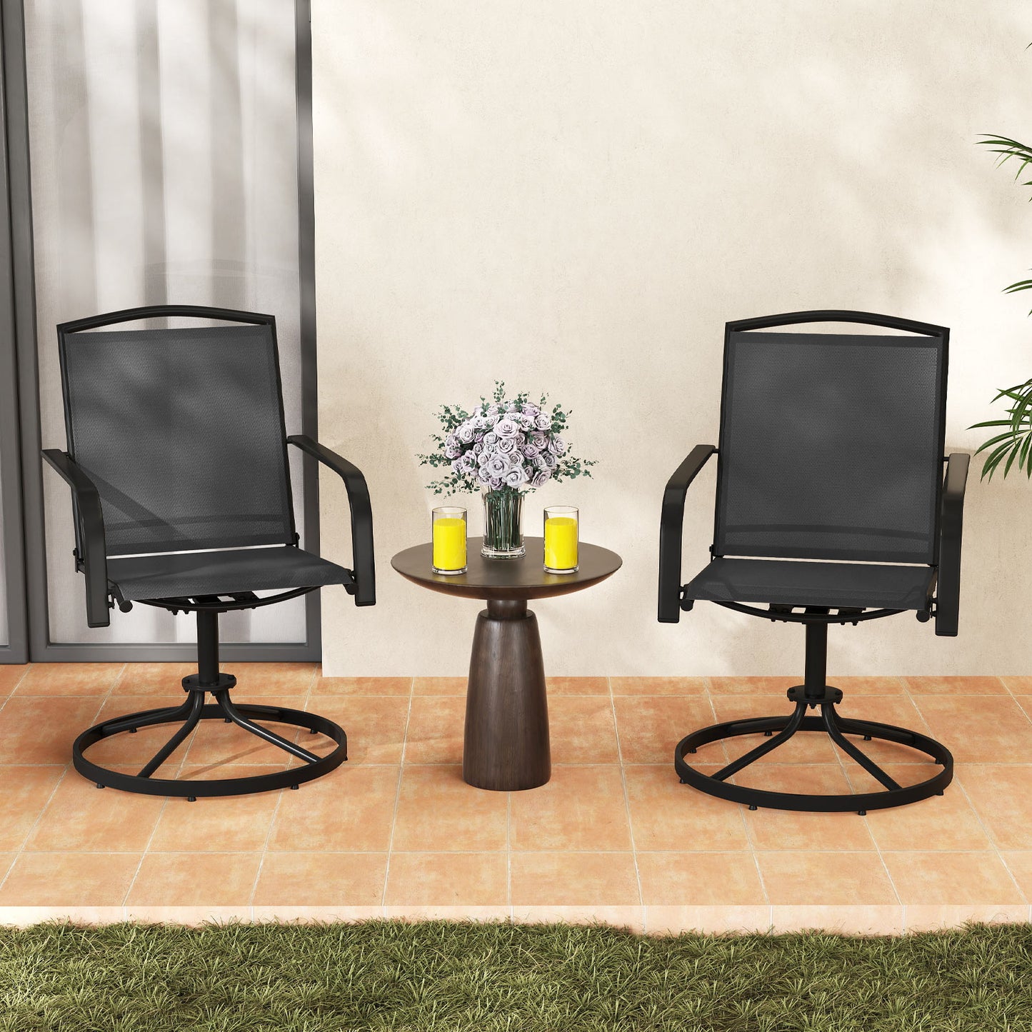 Swivel Rocking Patio Chairs Set of 2 with High Back