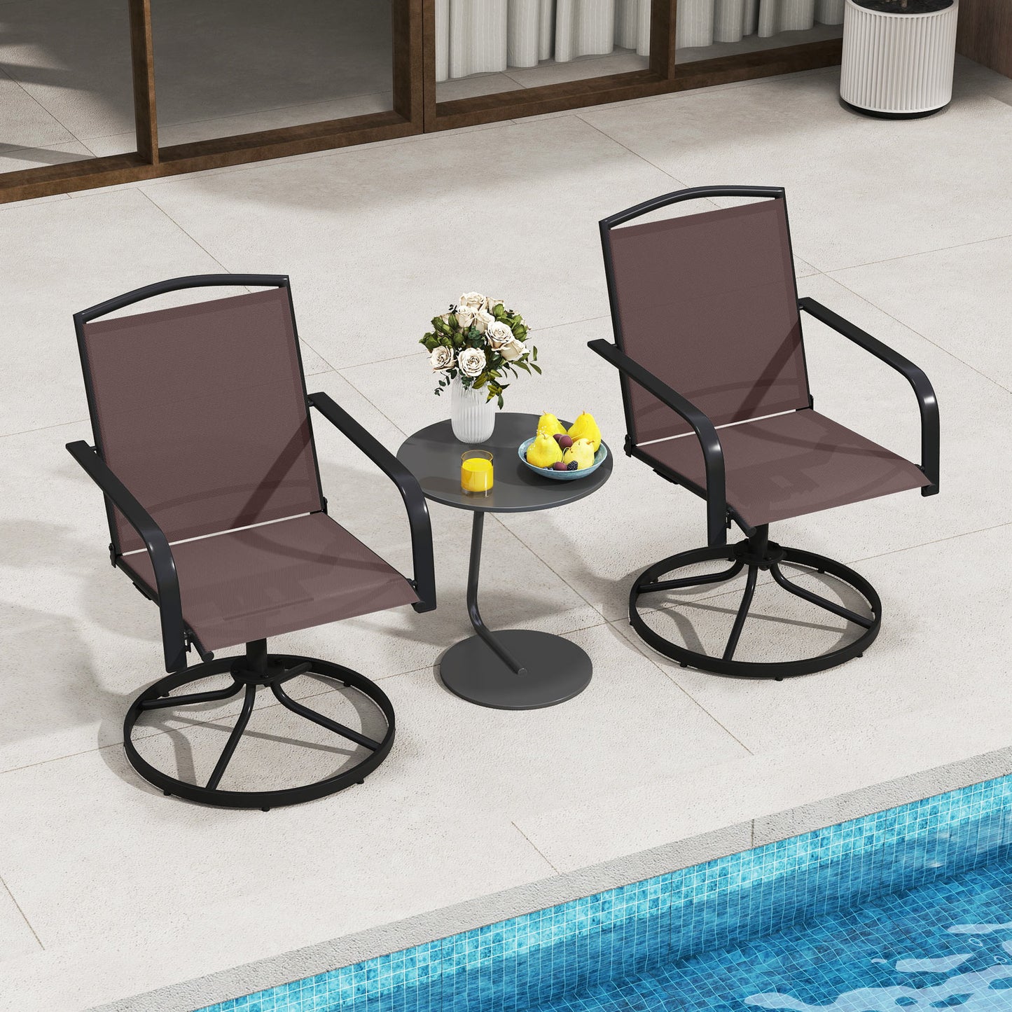 Swivel Rocking Patio Chairs Set of 2 with High Back