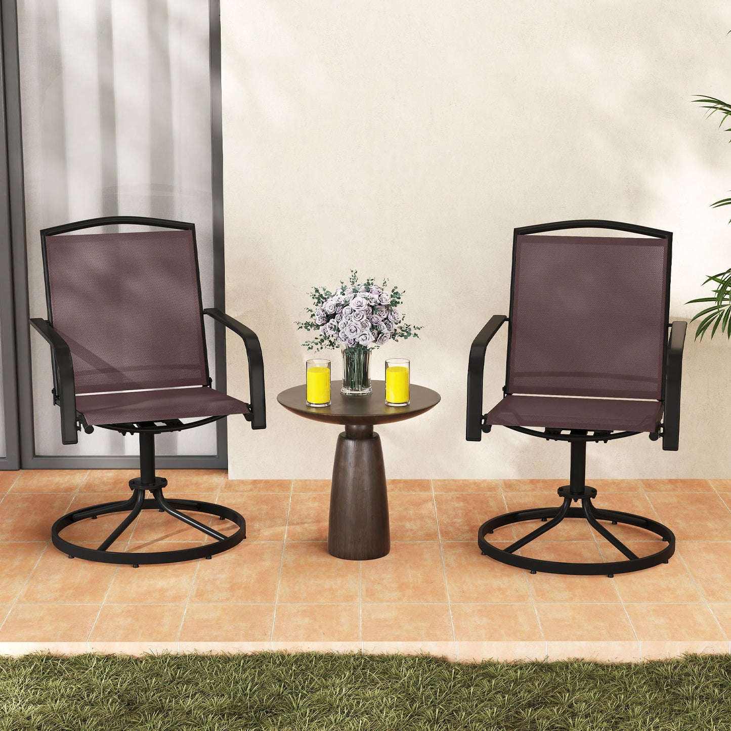 Swivel Rocking Patio Chairs Set of 2 with High Back