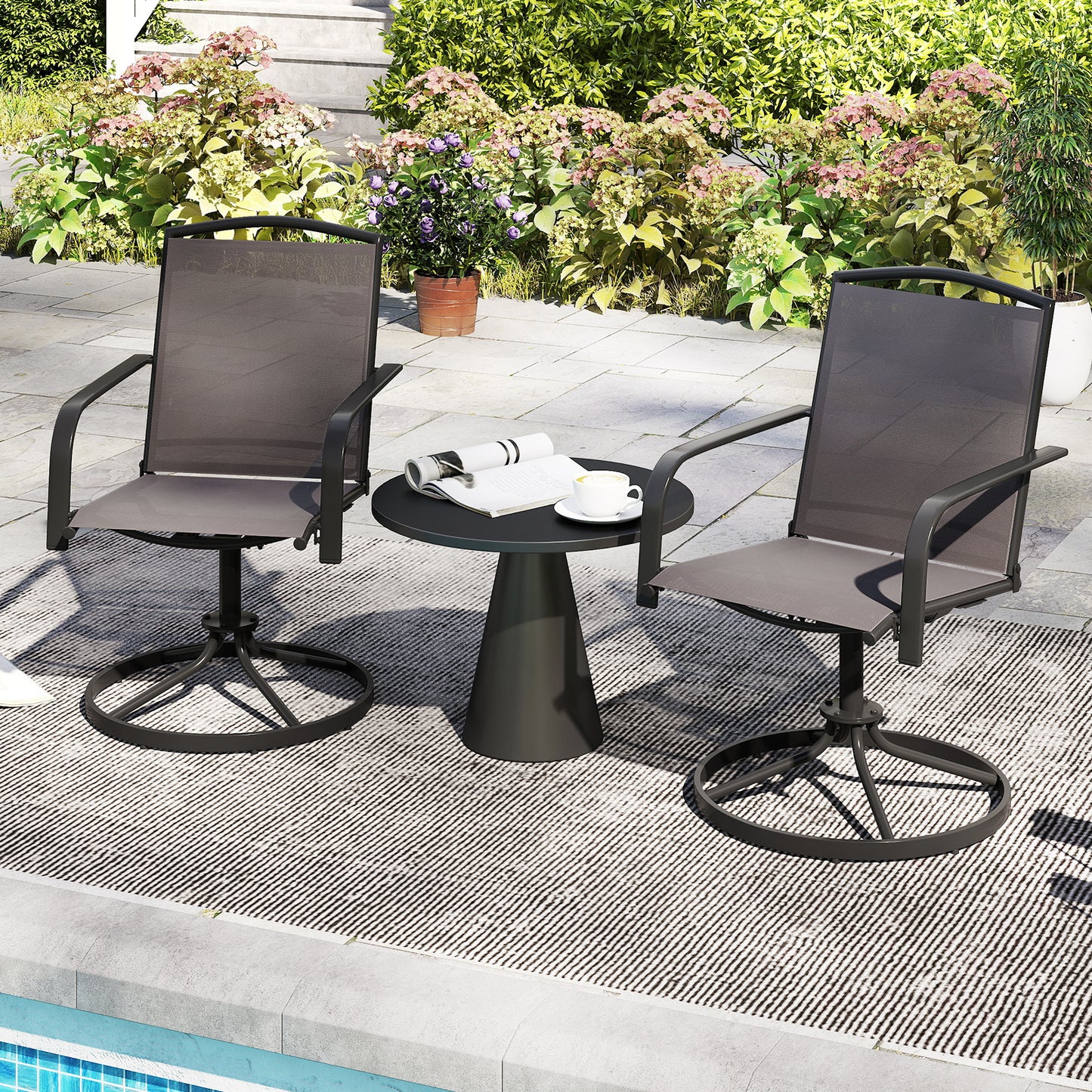 Swivel Rocking Patio Chairs Set of 2 with High Back