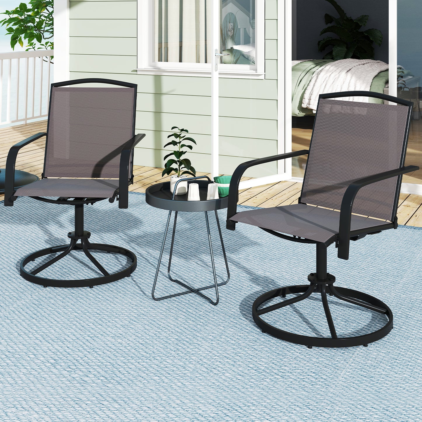 Swivel Rocking Patio Chairs Set of 2 with High Back