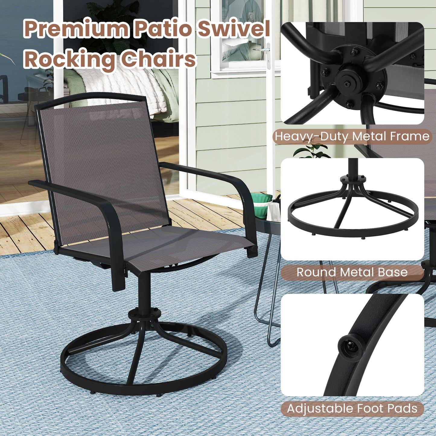 Swivel Rocking Patio Chairs Set of 2 with High Back