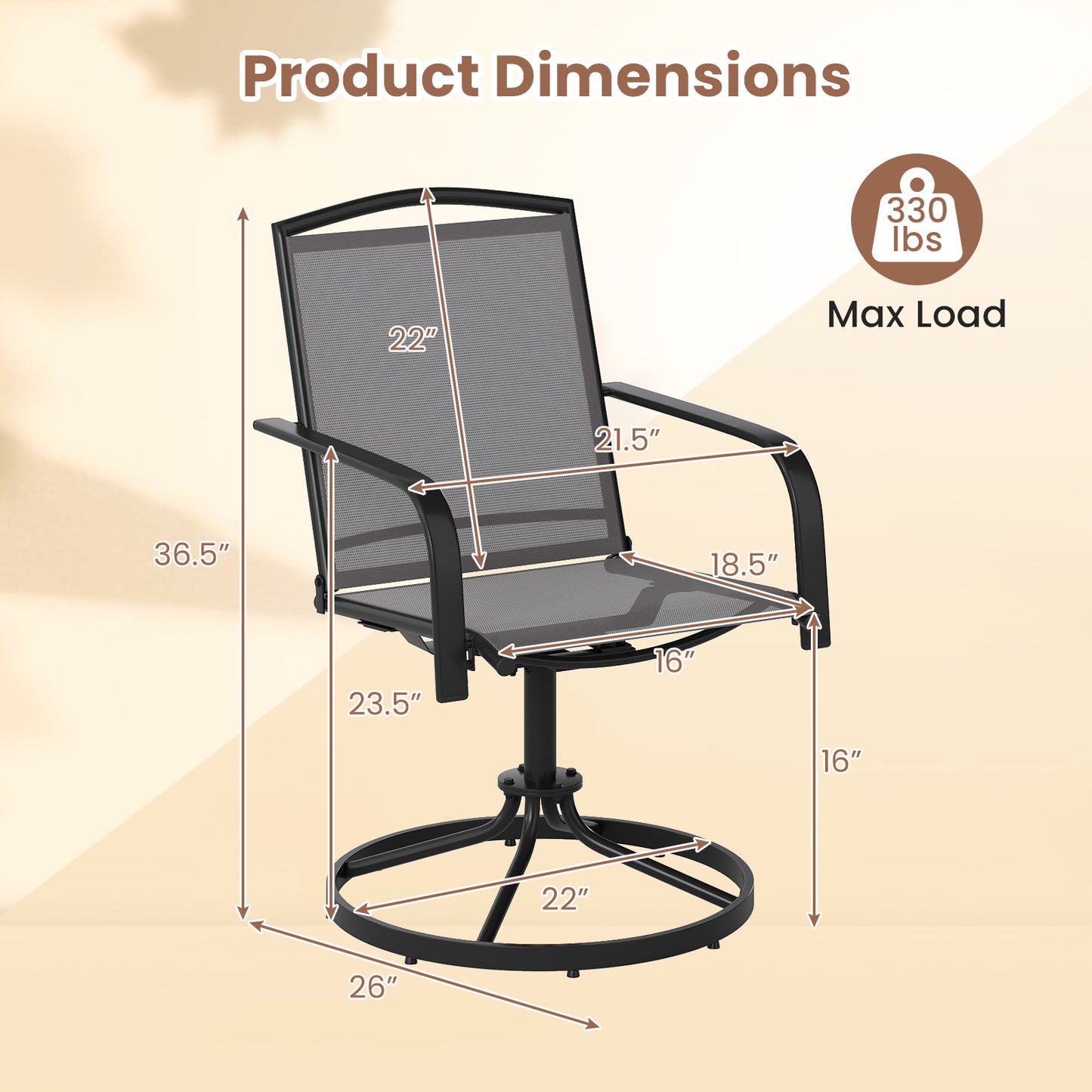 Swivel Rocking Patio Chairs Set of 2 with High Back