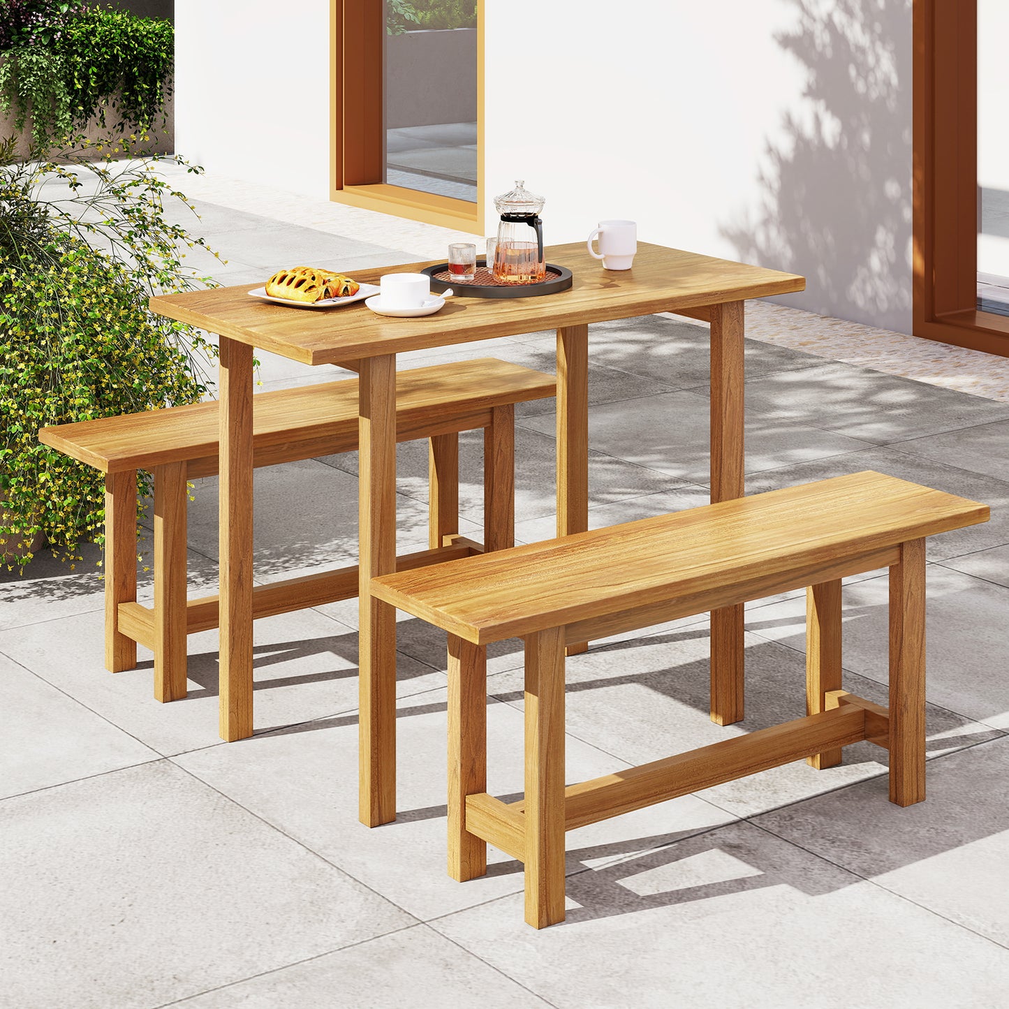 Teak Wood Outdoor Bench for Porch and Patio - 40 Inch