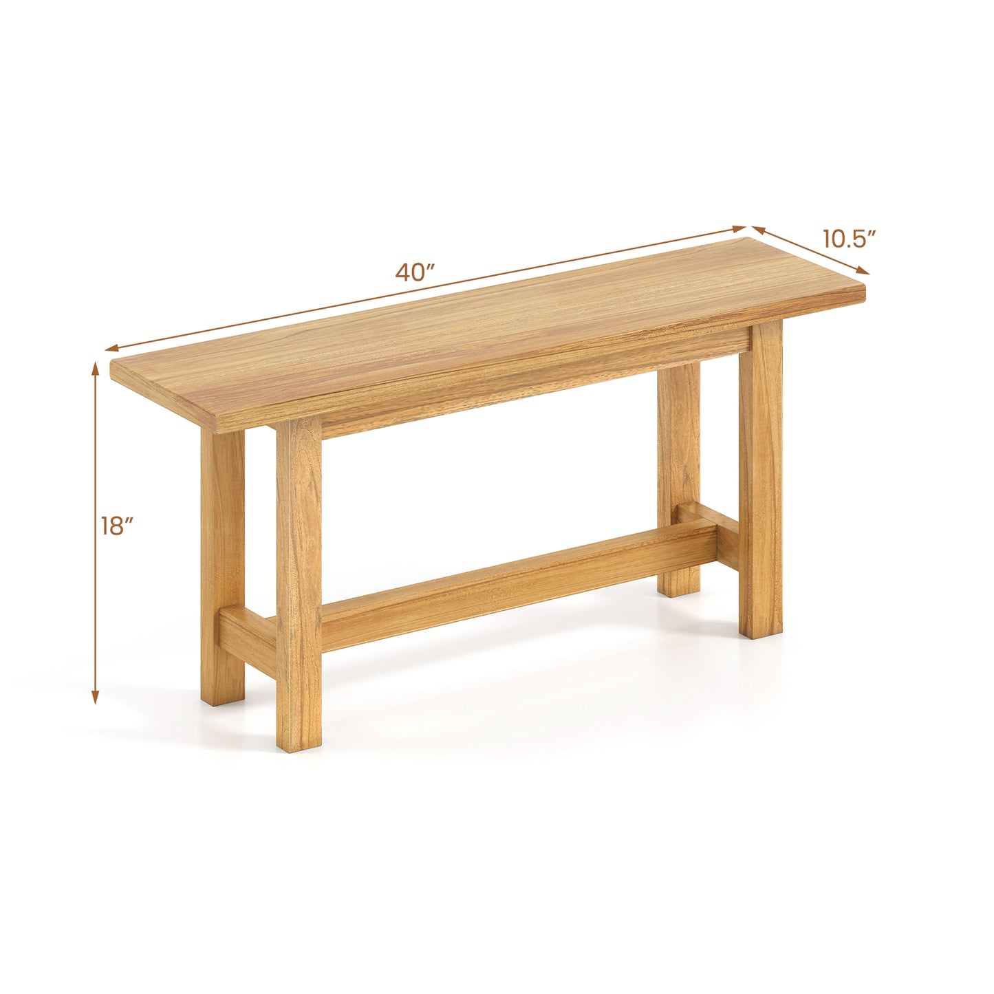 Teak Wood Outdoor Bench for Porch and Patio - 40 Inch