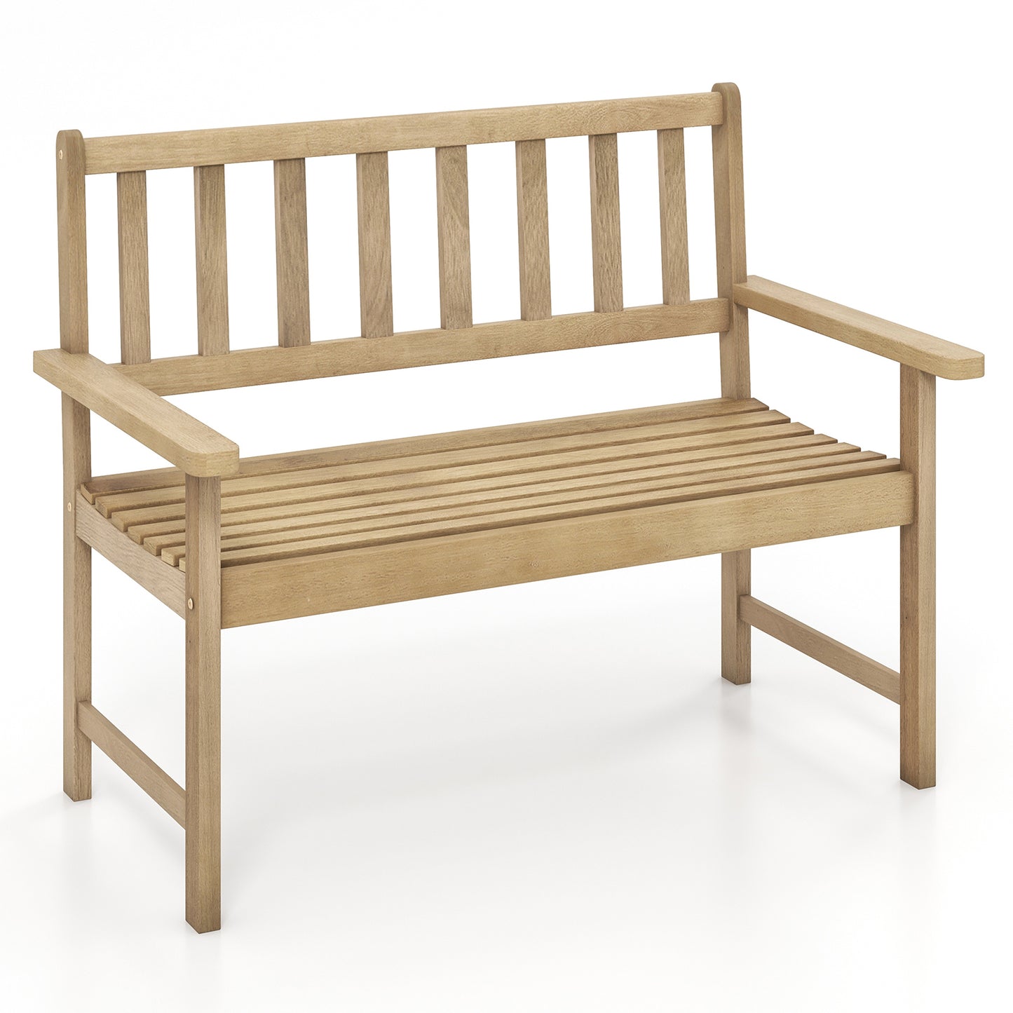 Teak Wood Garden Bench 2-Person with Backrest and Armrests