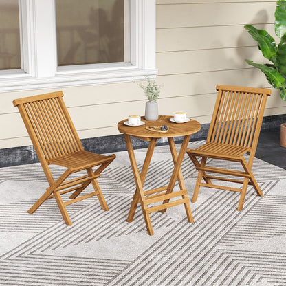 Teak Wood Folding Patio Dining Chairs Set of 2