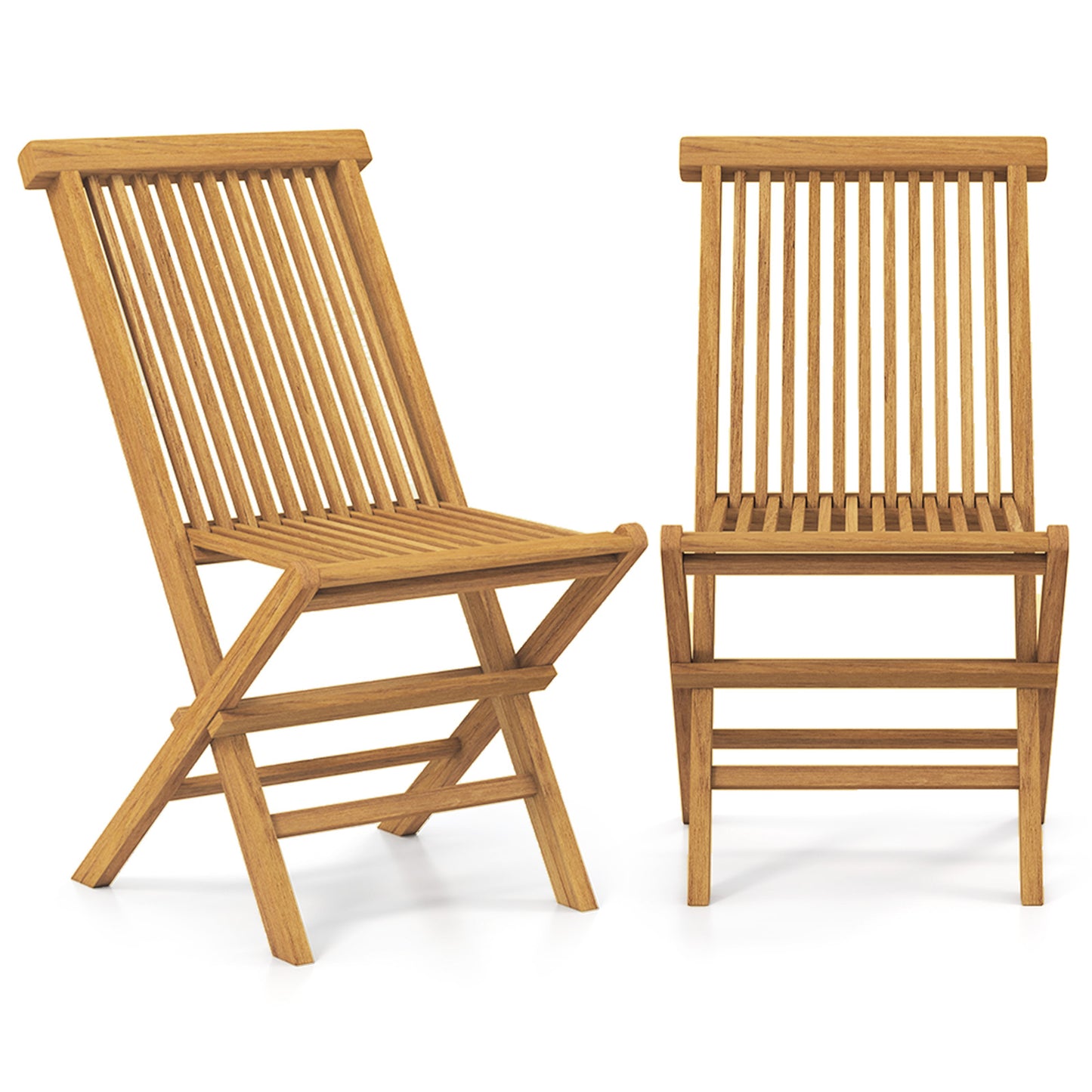 Teak Wood Folding Patio Dining Chairs Set of 2