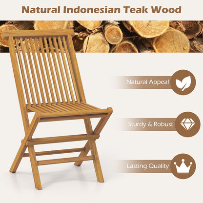 Teak Wood Folding Patio Dining Chairs Set of 2