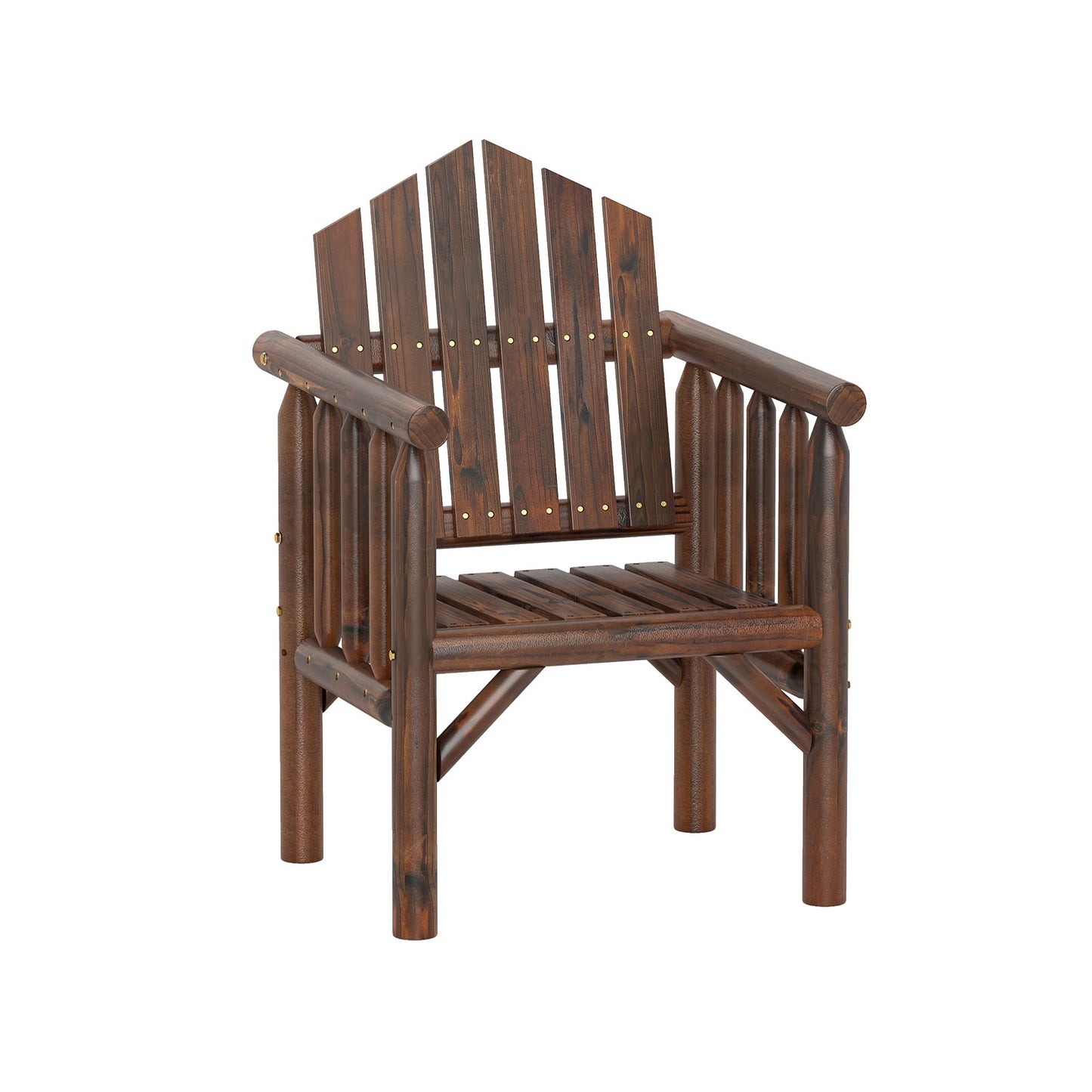 Wooden Armchair with High Back and Armrests - Natural Pine