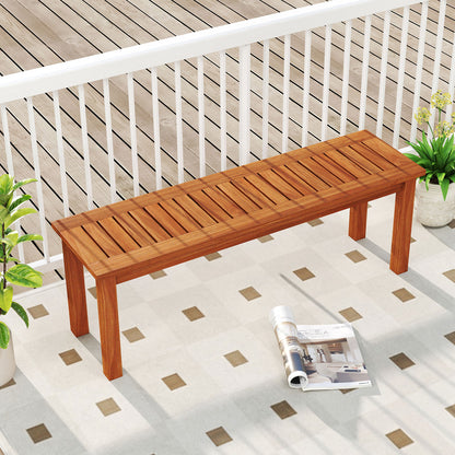 2-Person Backless Wood Bench for Outdoor Patio & Garden