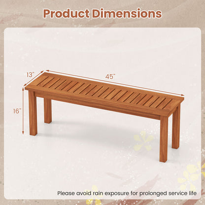 2-Person Backless Wood Bench for Outdoor Patio & Garden