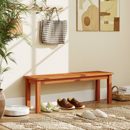 2-Person Backless Wood Bench for Outdoor Patio & Garden