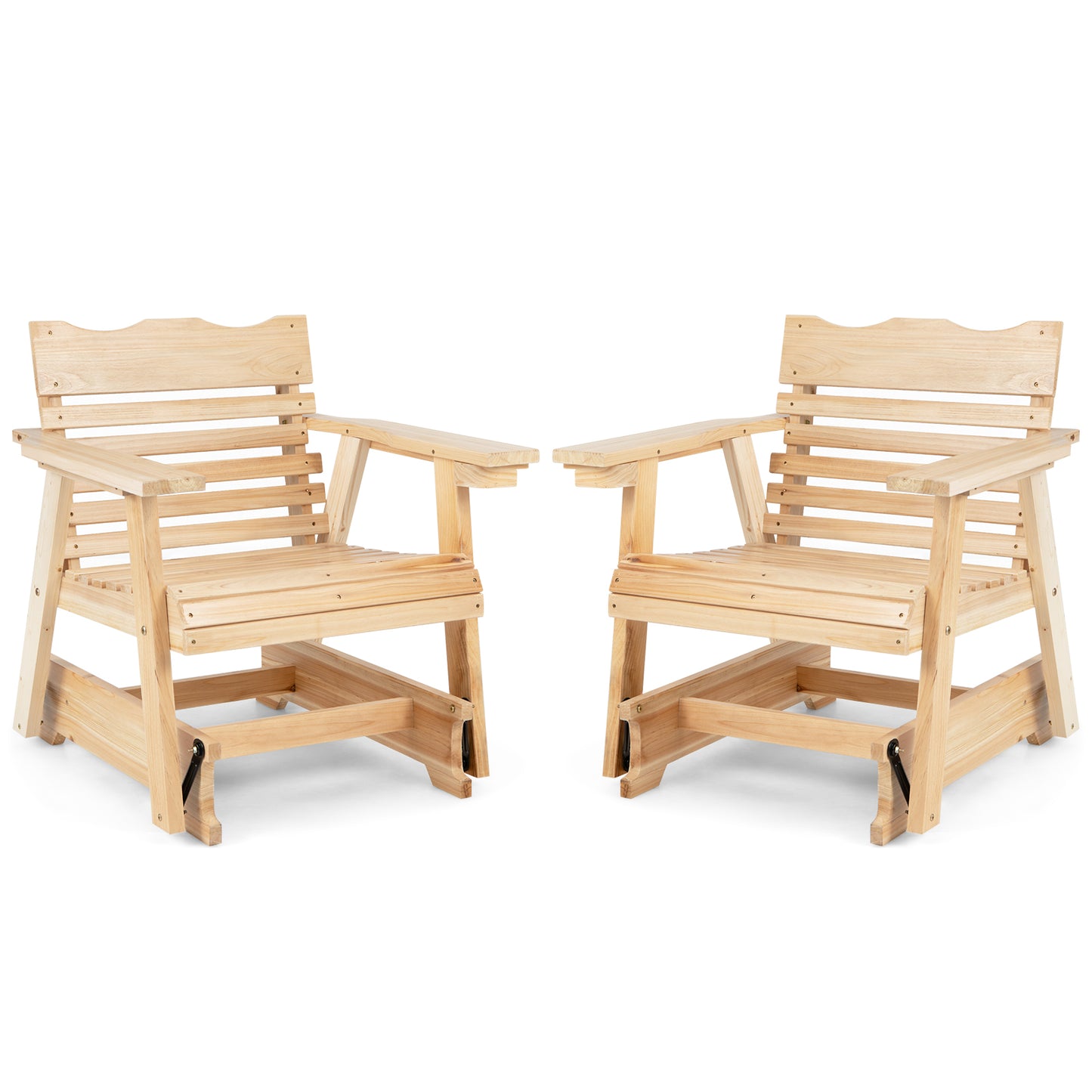 Wood Rocking Chair with High Back and Wide Armrests