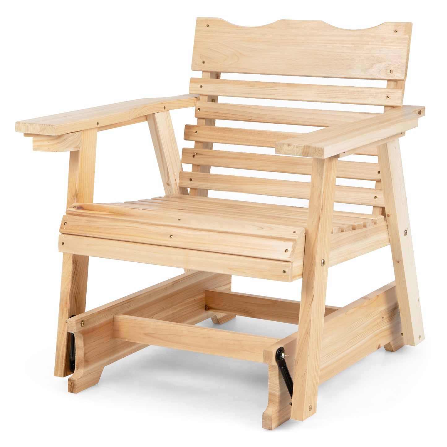 Wood Rocking Chair with High Back and Wide Armrests