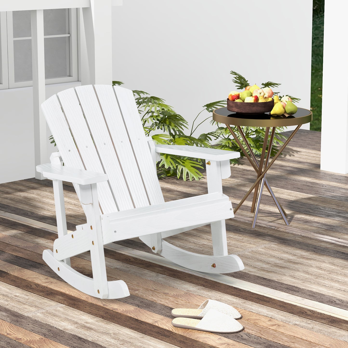 Kids Adirondack Rocking Chair - Outdoor Wooden Slatted Seat