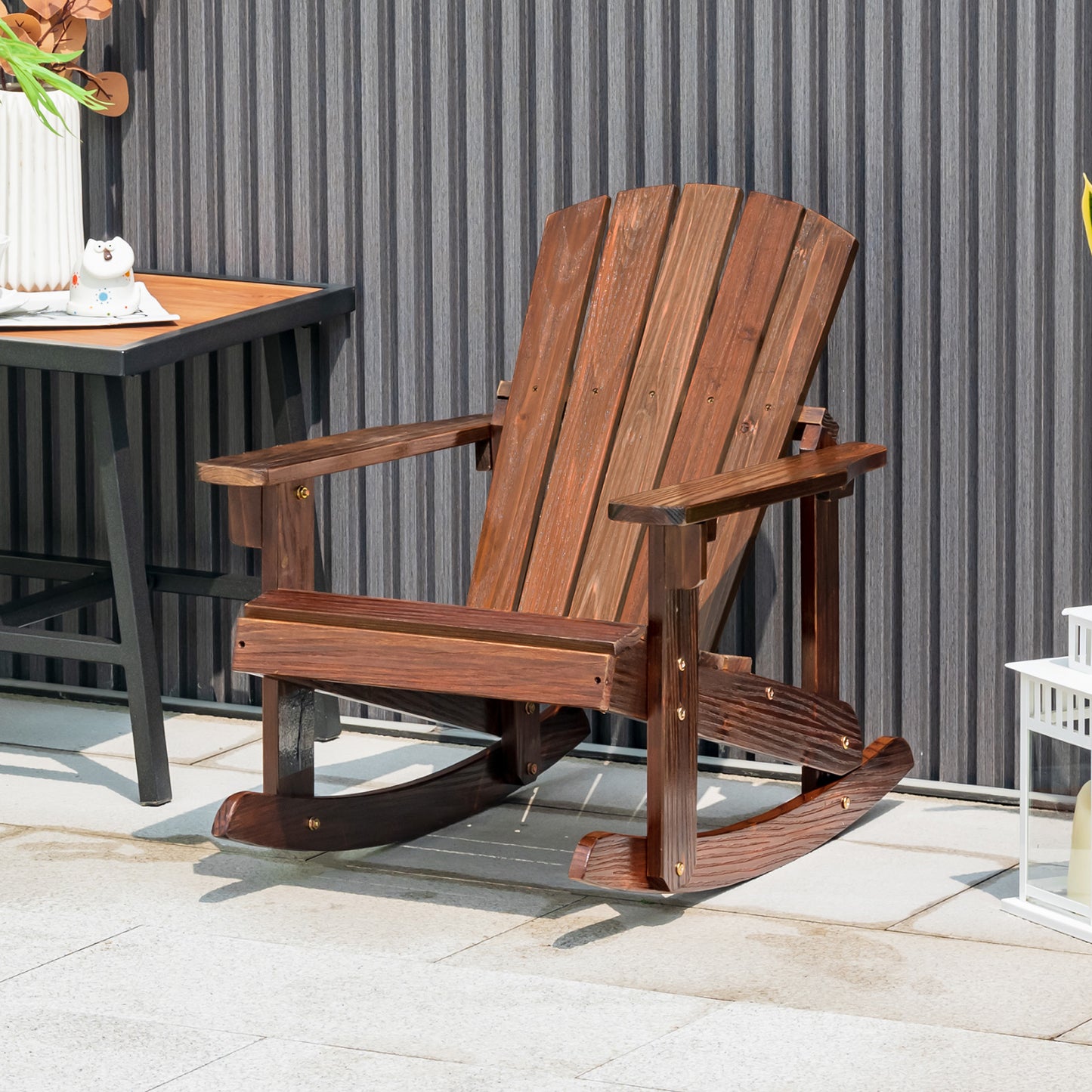 Kids Adirondack Rocking Chair - Outdoor Wooden Slatted Seat