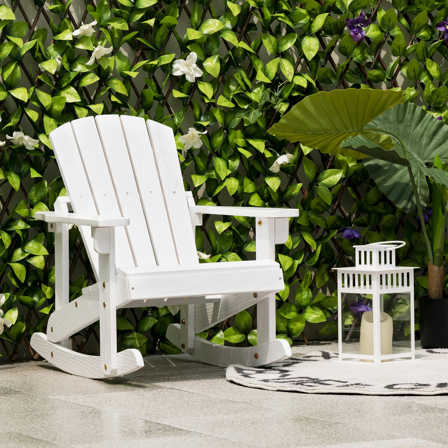 Kids Adirondack Rocking Chair - Outdoor Wooden Slatted Seat