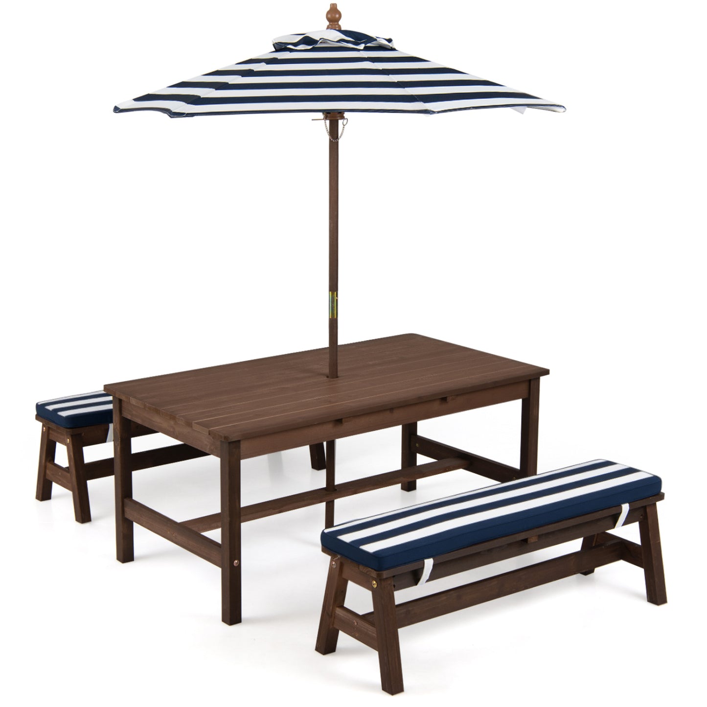 Kids Picnic Table with Umbrella and Cushions - Outdoor Wood