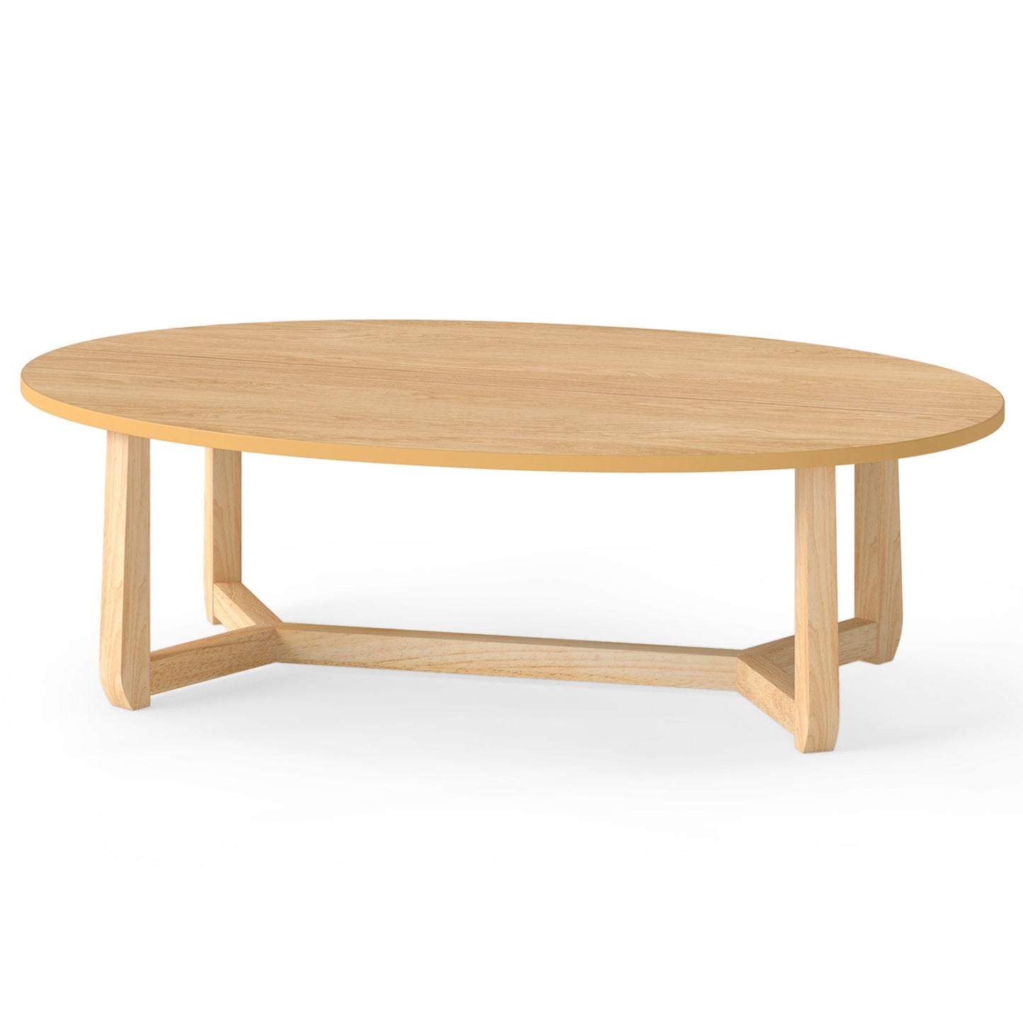 Oval Coffee Table 46 Inches Wooden Accent Table with Thickened Top