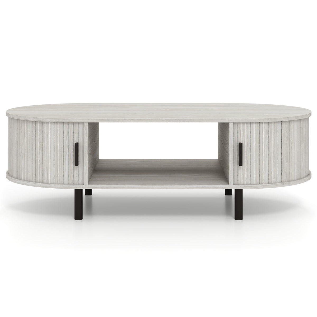 Oval Coffee Table 47.5inch Wooden Center Table with Storage