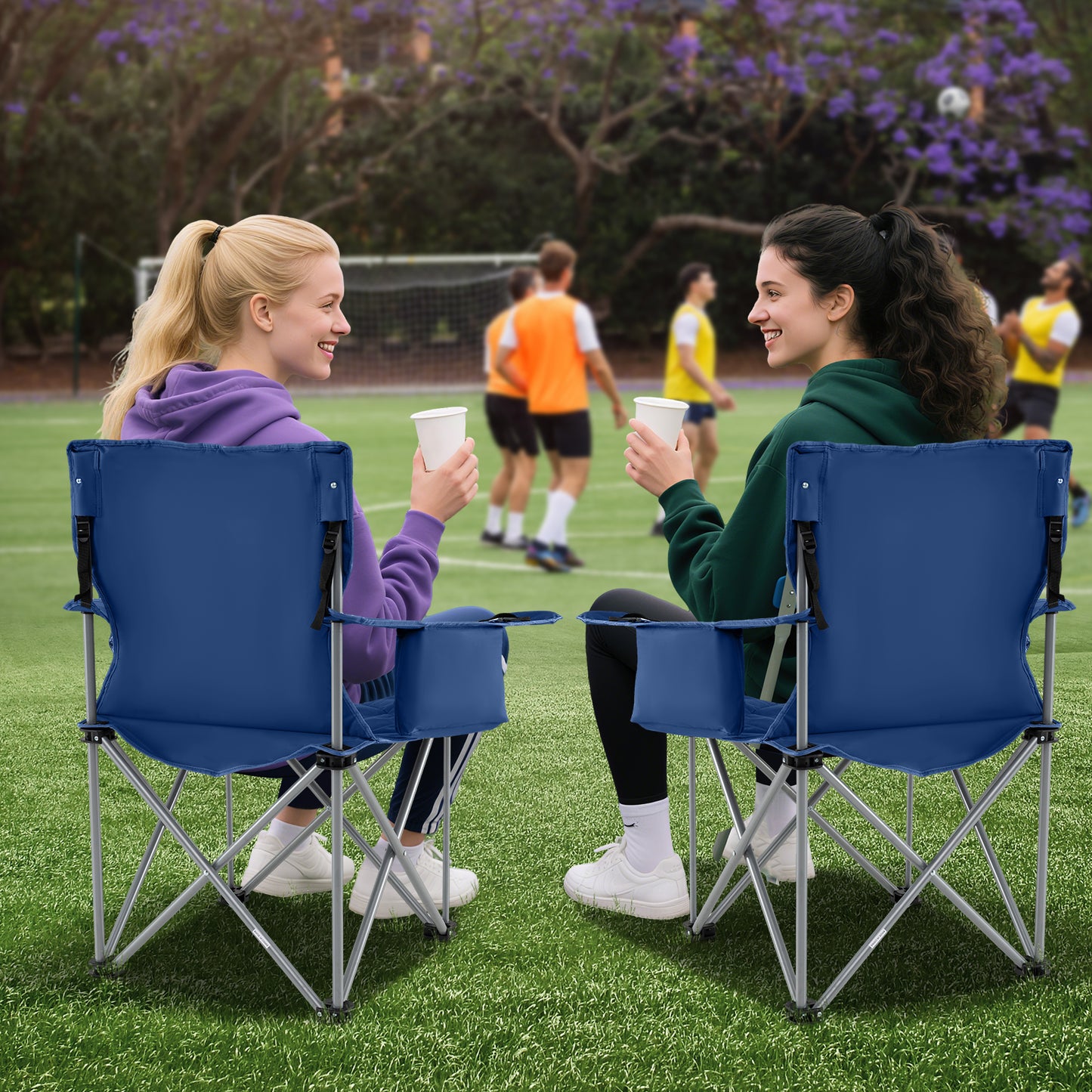 Oversized Folding Camping Chair with Cooler - 500 lbs Capacity