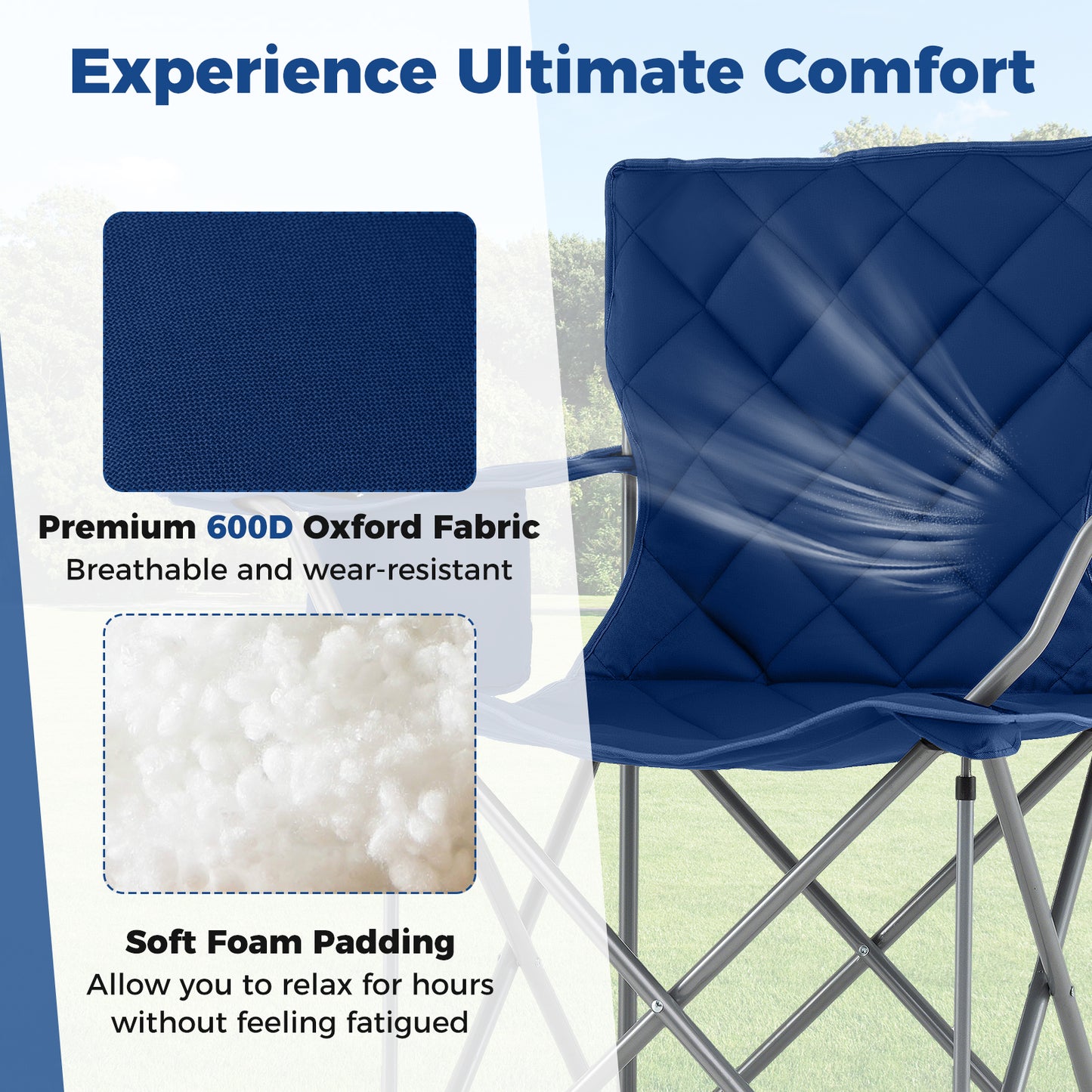 Oversized Folding Camping Chair with Cooler - 500 lbs Capacity