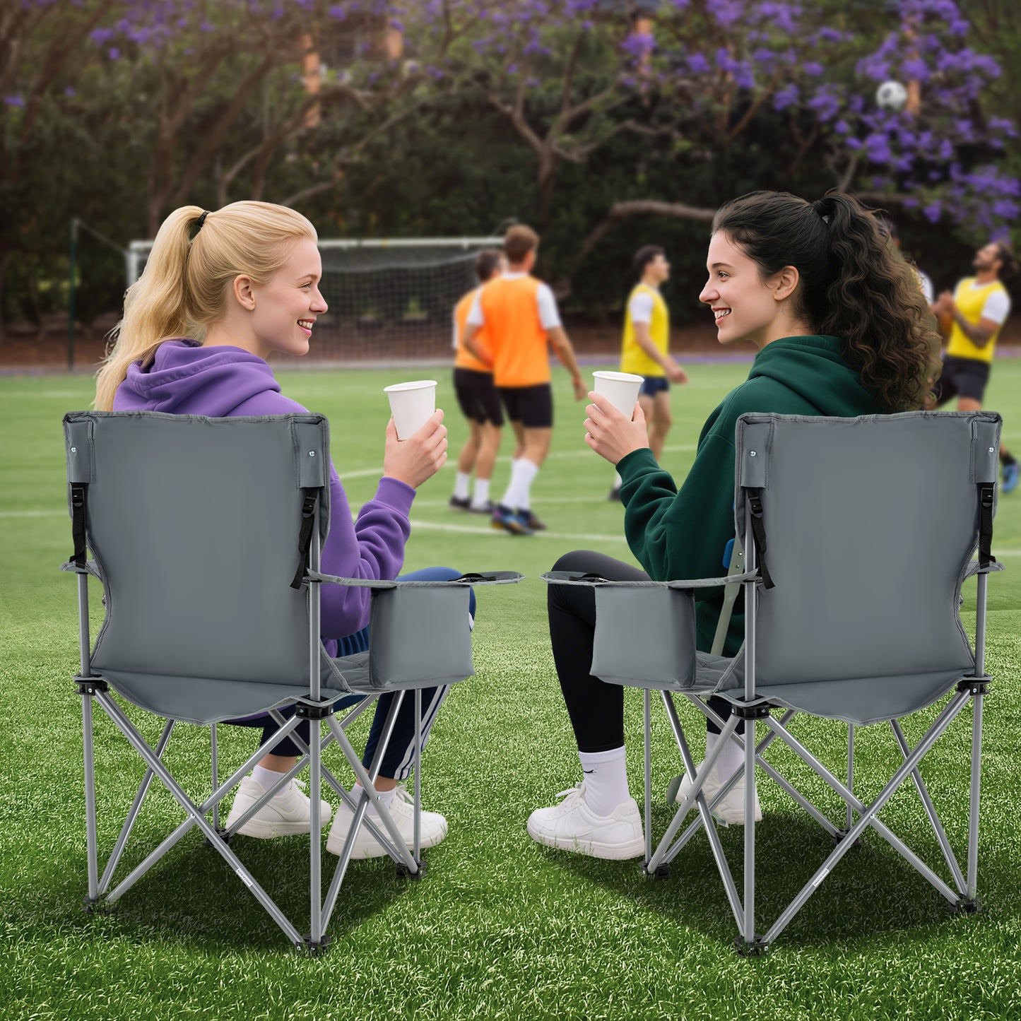 Oversized Folding Camping Chair with Cooler - 500 lbs Capacity
