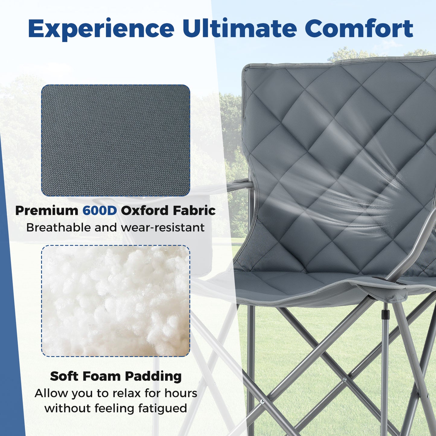 Oversized Folding Camping Chair with Cooler - 500 lbs Capacity