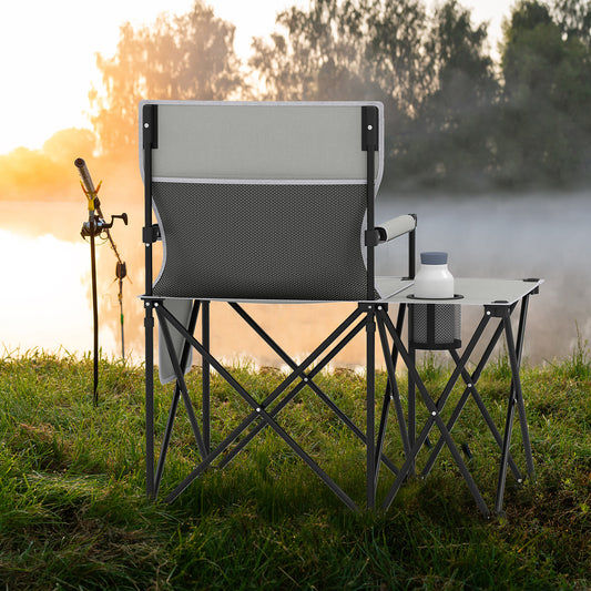 Oversized Camping Chair with Side Table and Storage Pockets