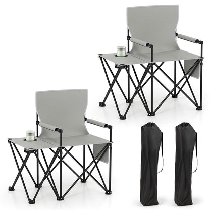 Oversized Camping Chair with Side Table and Storage Pockets