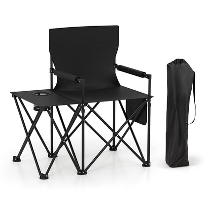 Oversized Camping Chair with Side Table and Storage Pockets
