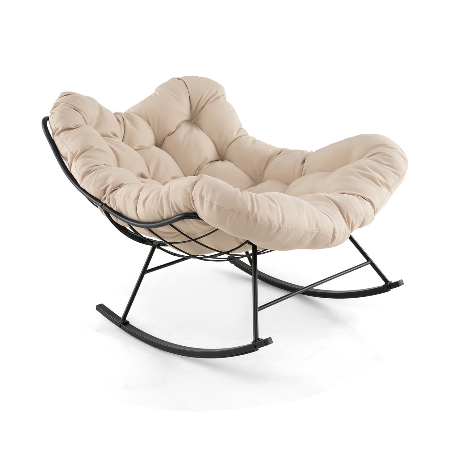 Oversized Egg Papasan Rocking Chair with Padded Cushion
