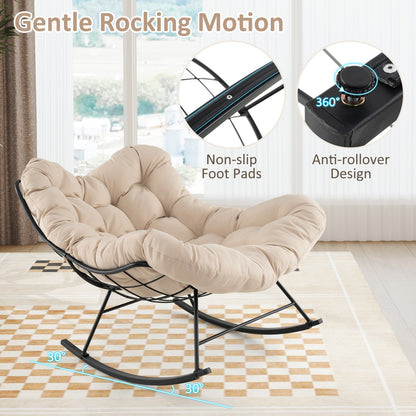 Oversized Egg Papasan Rocking Chair with Padded Cushion