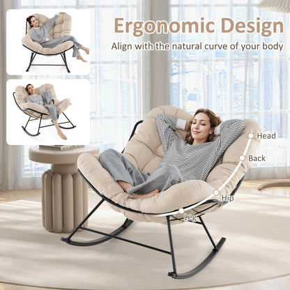 Oversized Egg Papasan Rocking Chair with Padded Cushion