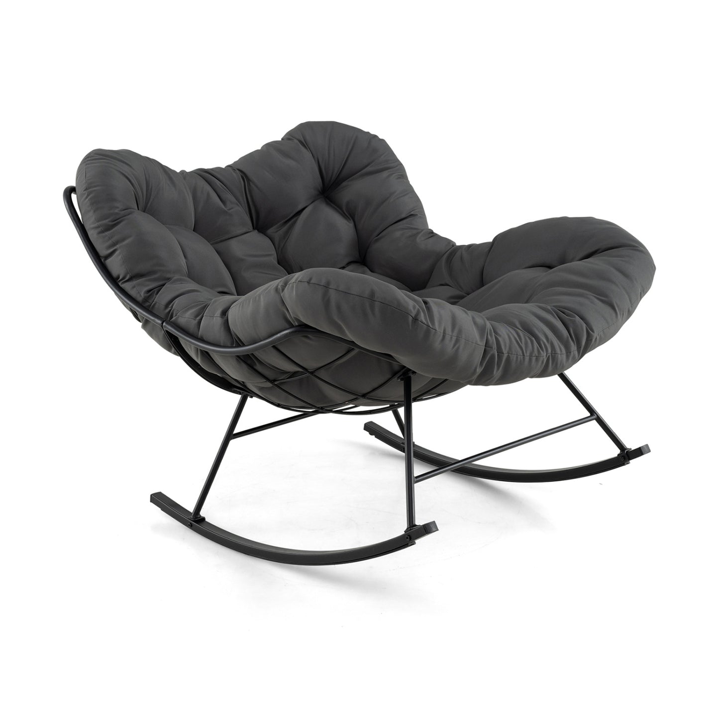 Oversized Egg Papasan Rocking Chair with Padded Cushion
