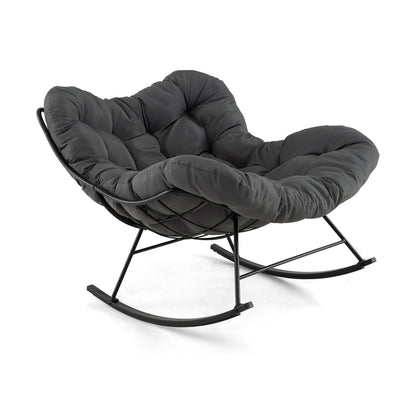 Oversized Egg Papasan Rocking Chair with Padded Cushion