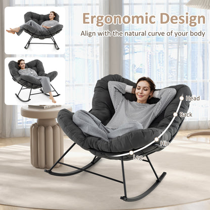 Oversized Egg Papasan Rocking Chair with Padded Cushion