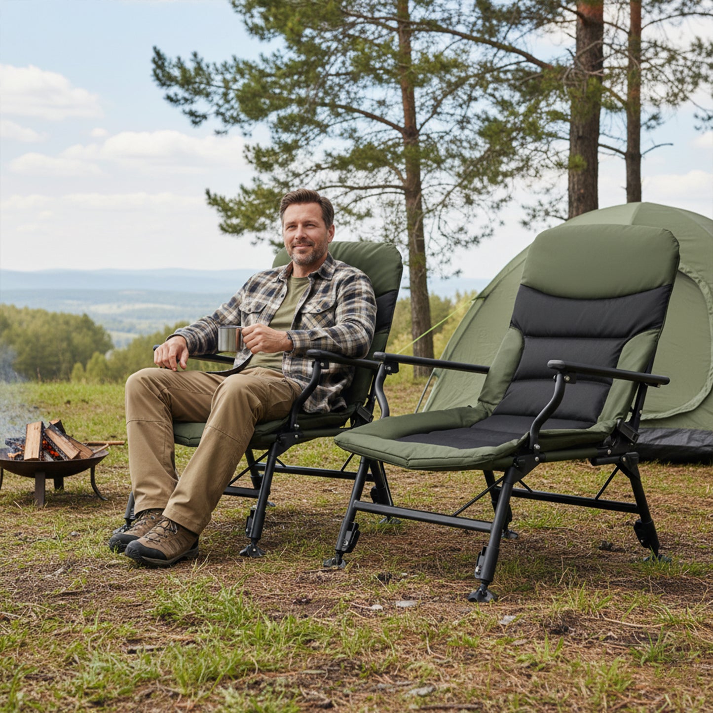 Oversized Folding Fishing Chair with Adjustable Backrest