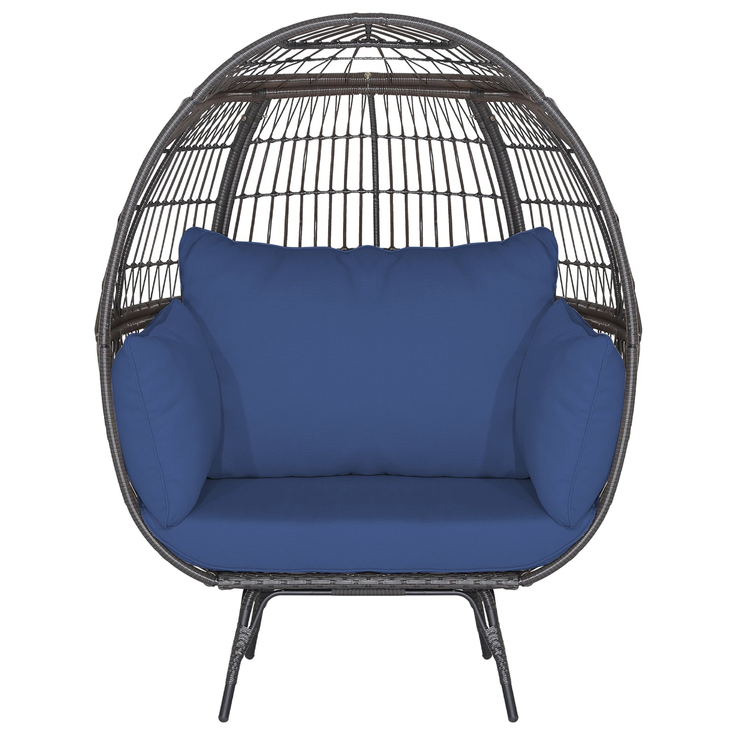 Oversized Rattan Egg Lounge Chair with 4 Cushions