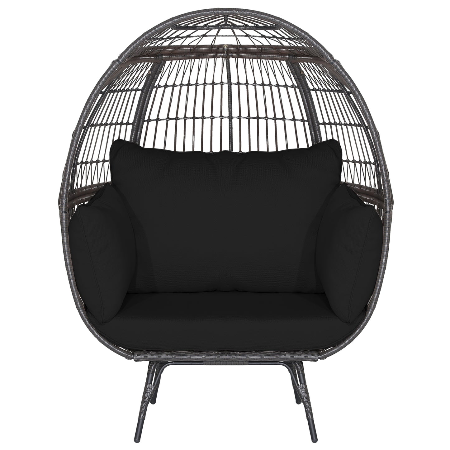 Oversized Rattan Egg Lounge Chair with 4 Cushions