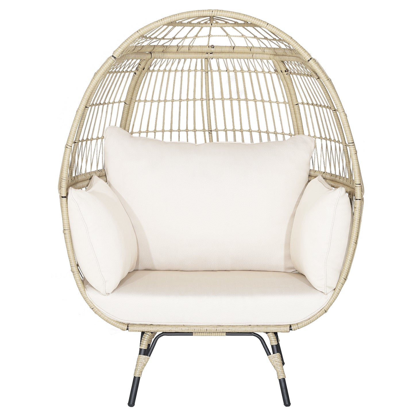 Oversized Rattan Egg Lounge Chair with 4 Cushions