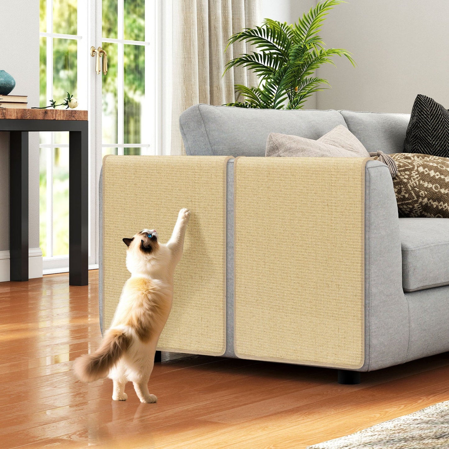 2 Piece Cat Scratcher Mat Set 32 x 20 Inch Natural Sisal Pads