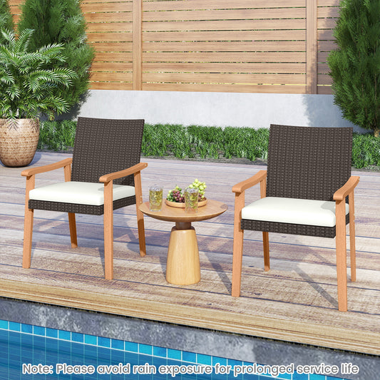 Patio Dining Chairs Set of 2 with Removable Cushions