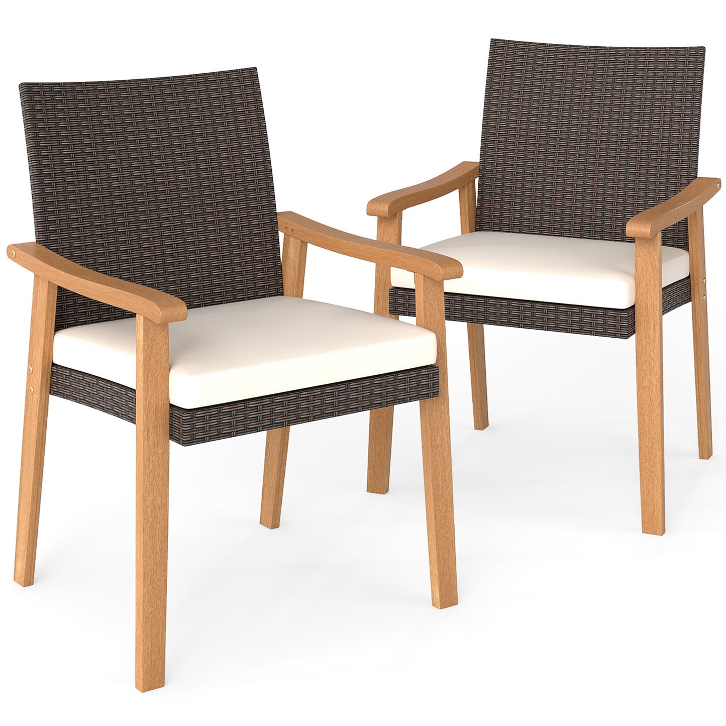Patio Dining Chairs Set of 2 with Removable Cushions